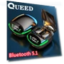 Bluetooth Earbuds with LED Light and Touch Control — In-Ear Headphones, QUEED