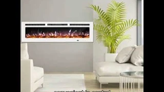 ERGOSOFT Electric Fireplace Touch Screen Glass Panel Colorful Flame Insert Wall Mounted